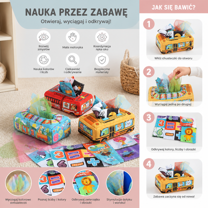 Montessori Magiczna Pudełko Na Chusteczki – Sensoryczna Zabawka Edukacyjna Dla Niemowląt