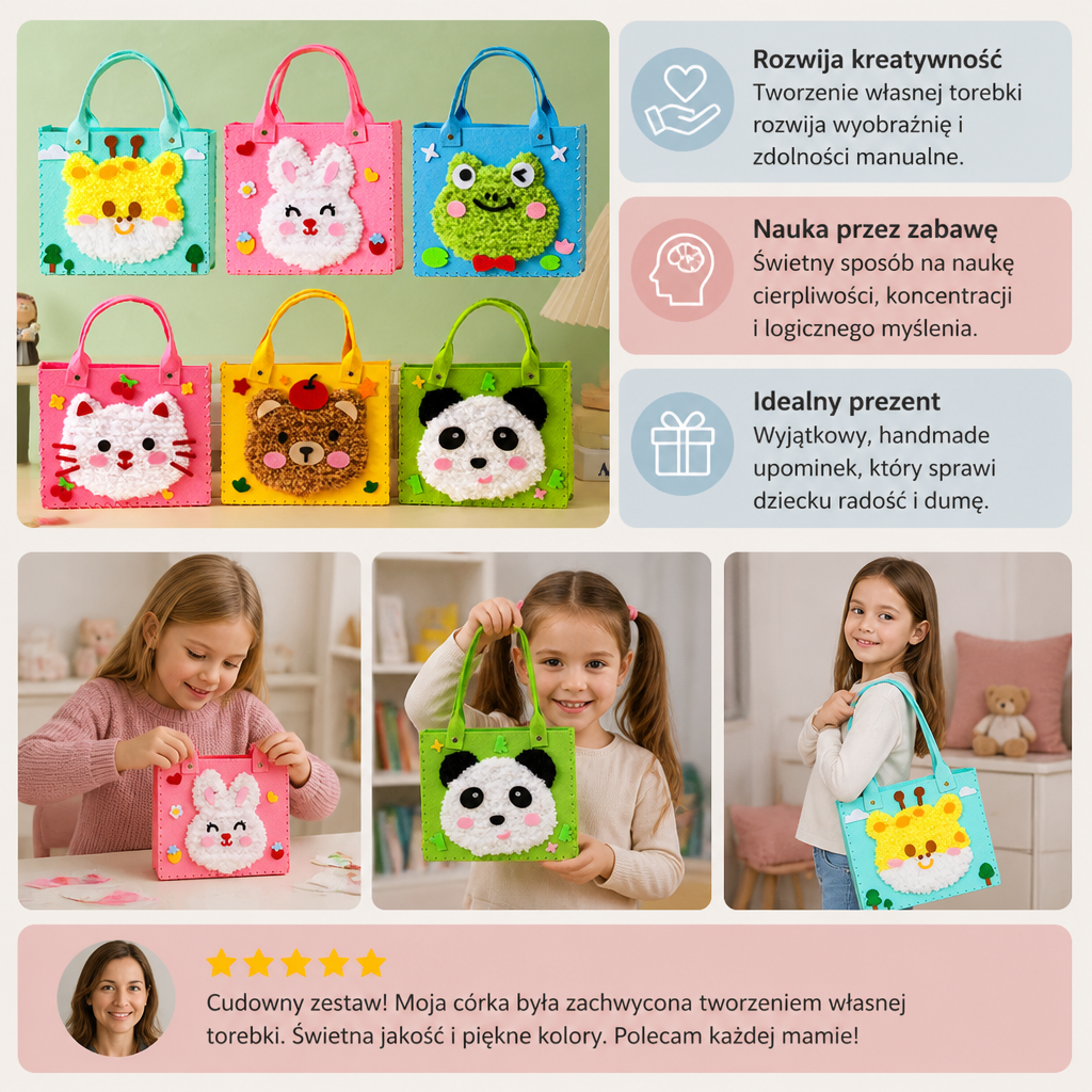 Zestaw DIY Do Tworzenia Pluszowych Torebek Dla Dzieci