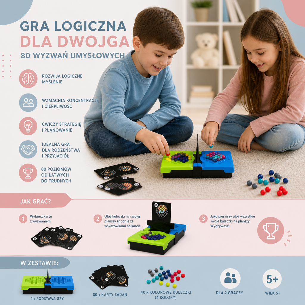 Gra Logiczna dla Dwojga – 80 Wyzwań Umysłowych