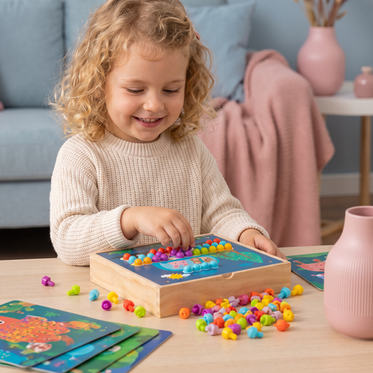 Drewniana Tablica Sensoryczna Montessori 4 w 1 do Podróży z Kołami Zębatymi i Kolorowymi Kołeczkami