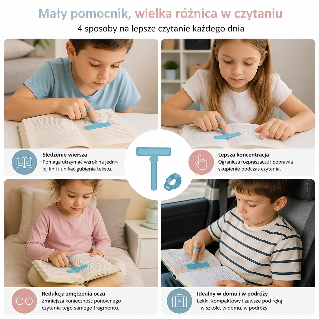 Przezroczysty wskaźnik do czytania na palec dla dzieci