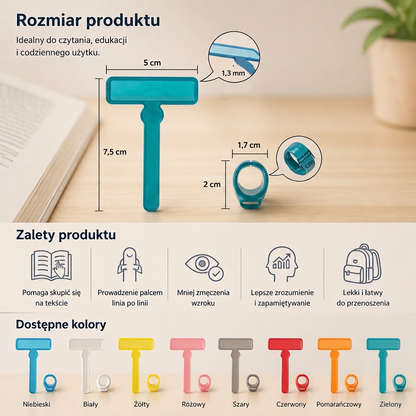 Przezroczysty wskaźnik do czytania na palec dla dzieci