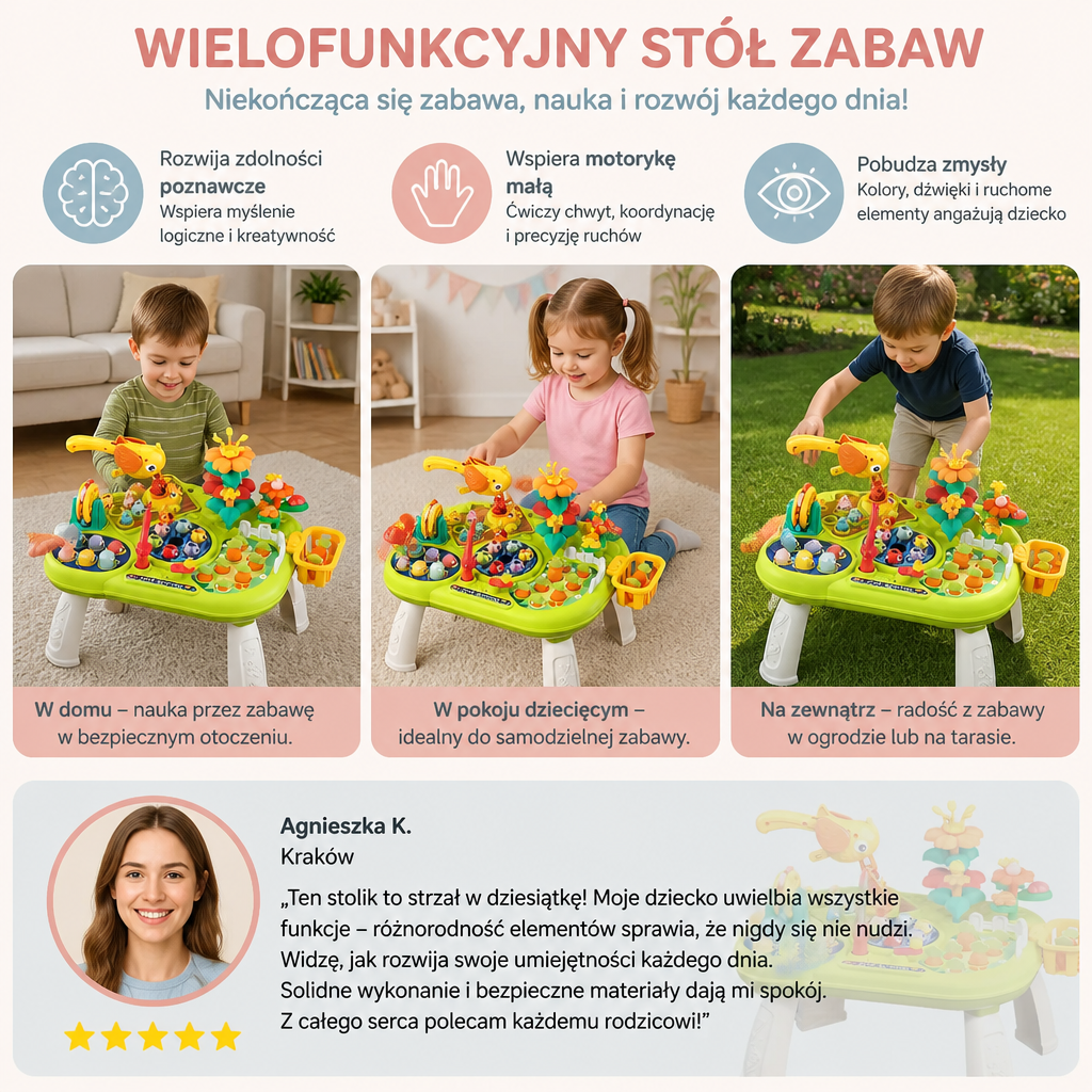 Dziecięcy Wielofunkcyjny Stół Zabaw z Wieloma Stanowiskami Do Zabawy