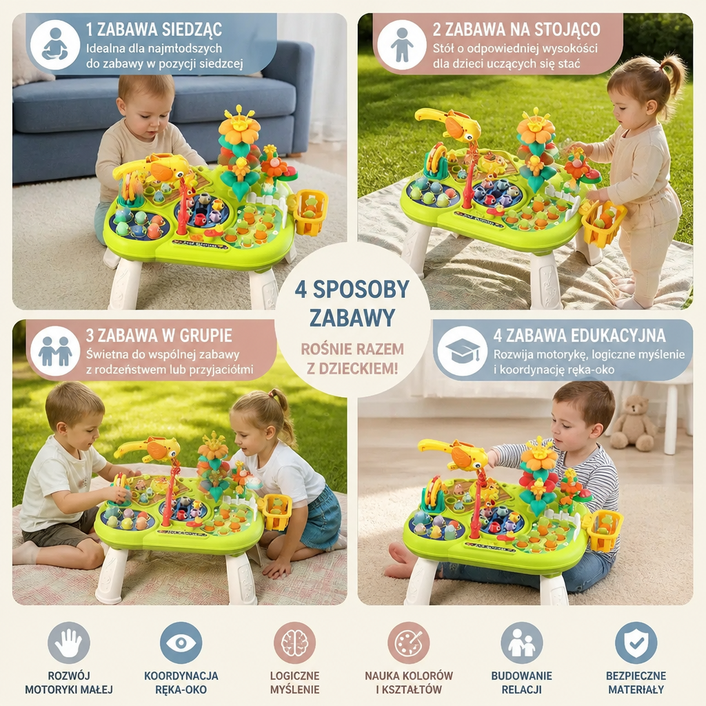 Dziecięcy Wielofunkcyjny Stół Zabaw z Wieloma Stanowiskami Do Zabawy