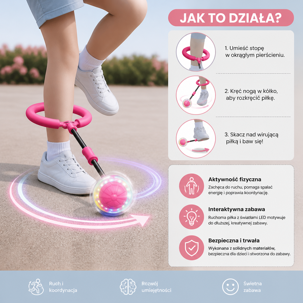 Piłka do skakania LED 3 w 1 z licznikiem skoków i timerem dla dzieci
