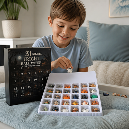 Kalendarz odliczający do Halloween z upiornymi mini figurkami-niespodziankami i zawieszkami