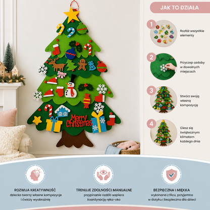Choinka Filcowa DIY dla Dzieci z Ozdobnymi Zawieszkami
