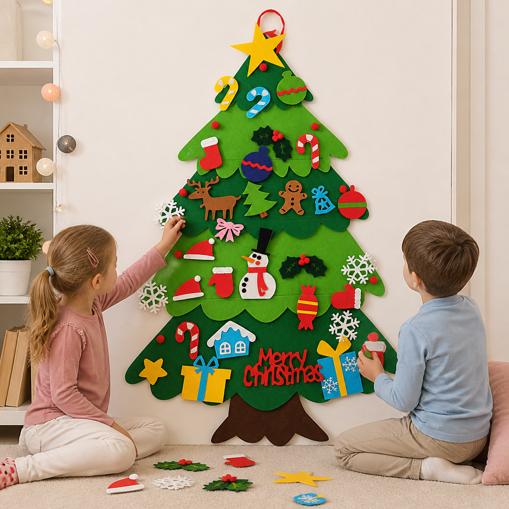 Choinka Filcowa DIY dla Dzieci z Ozdobnymi Zawieszkami