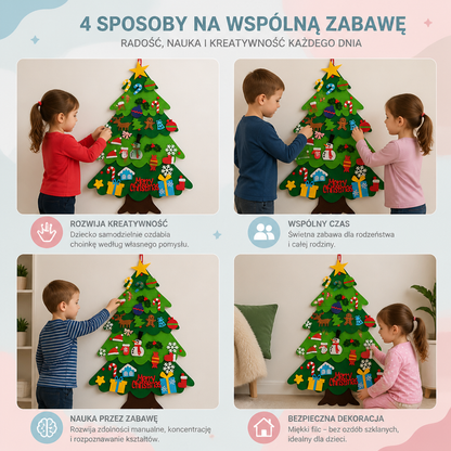 Choinka Filcowa DIY dla Dzieci z Ozdobnymi Zawieszkami