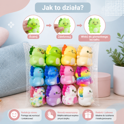 Zestaw 12 miękkich gniotków antystresowych w kształcie aksolotli