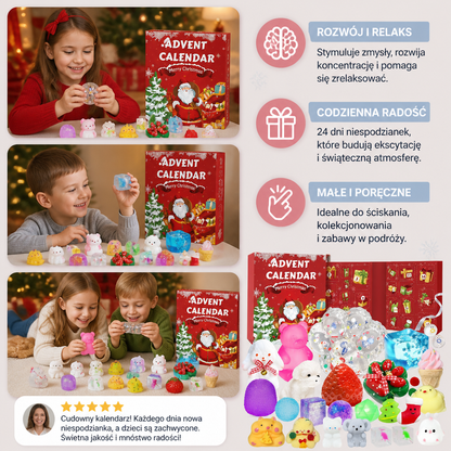 Kalendarz adwentowy Premium z gniotkami typu Squishy na 24 dni