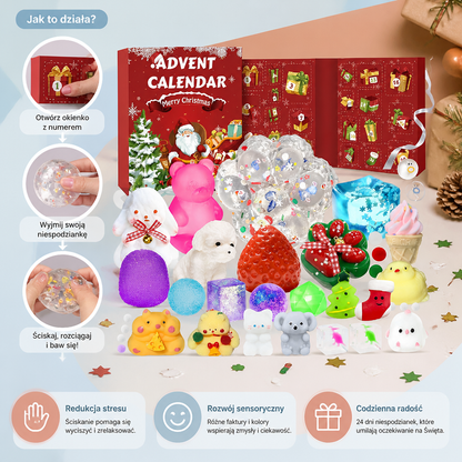 Kalendarz adwentowy Premium z gniotkami typu Squishy na 24 dni