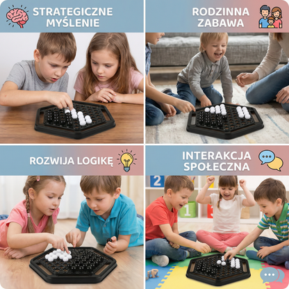 Rodzinna gra strategiczna w popychanie pionków – interaktywna gra logiczno-strategiczna dla dzieci