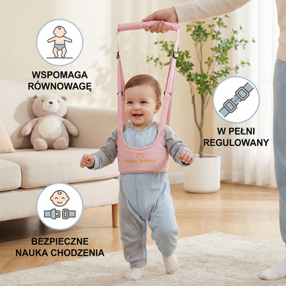 Regulowana pomoc do nauki chodzenia dla niemowląt z pasem bezpieczeństwa