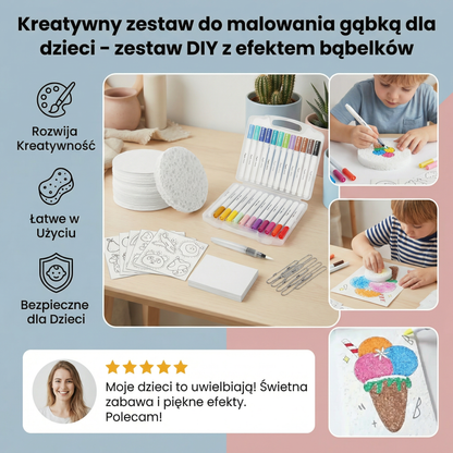 Kreatywny zestaw do malowania gąbką dla dzieci – zestaw DIY z efektem bąbelków