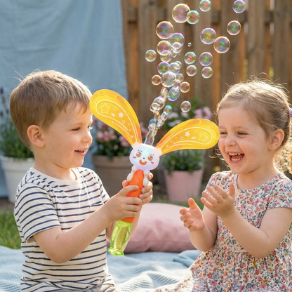 Króliczek do robienia baniek z skrzydełkami i światłem – dziecięcy bubble maker