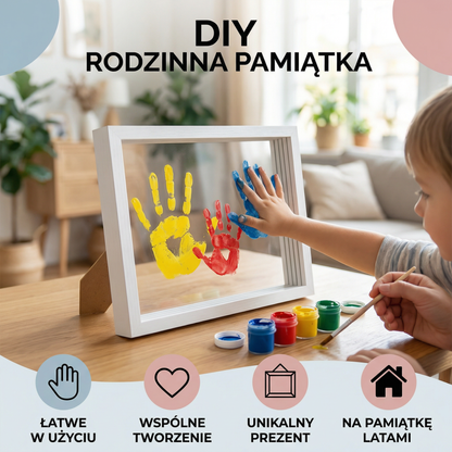 DIY Ramka na Odciski Rąk z Drewna – Zestaw Pamiątkowy dla Rodziny z Farbami