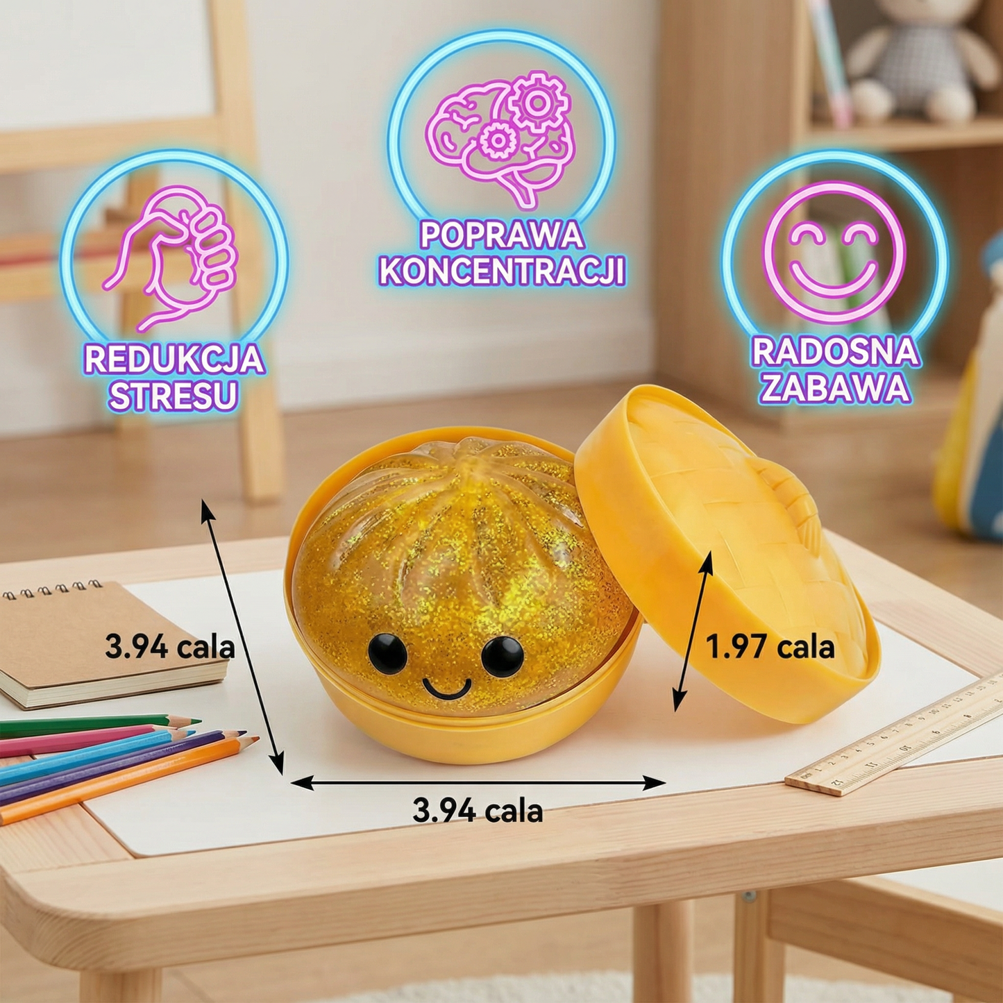 Squishy Fidget Toy – Kawaii Piłka do Ściskania na Stres
