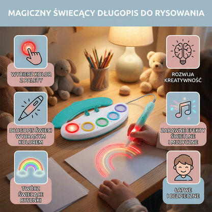 Magiczny Świecący Długopis do Rysowania dla Dzieci – Kreatywna Zabawka LED do Tworzenia Sztuki z Muzyką i Efektami Świetlnymi