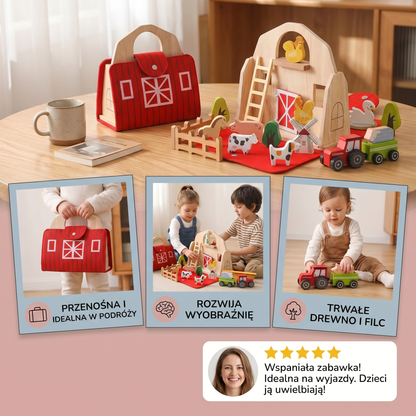 Montessori Drewniana i Filcowa Farma Podróżna – Idealna do Zabawy w Podróży