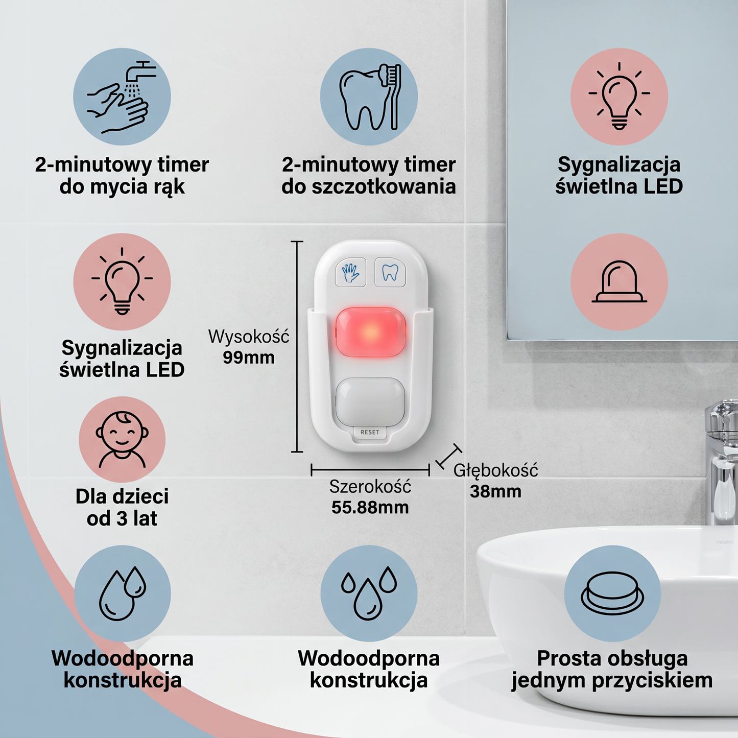 Mini LED Timer dla Dzieci – Zabawa w Wsparcie przy Myciu Rąk i Szczotkowaniu Zębów