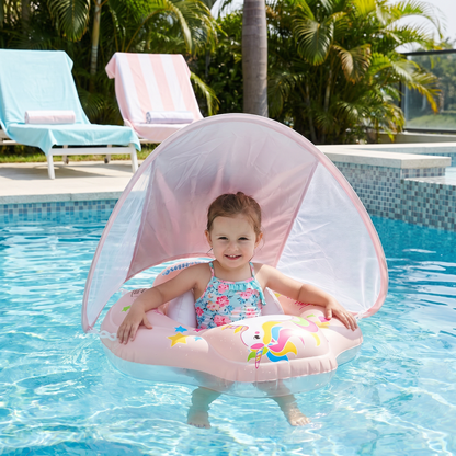 Baby Swim Ring z Osłoną Przeciwsłoneczną – Nadmuchiwany Pierścień do Pływania dla Bezpiecznej Zabawy w Wodzie