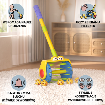 Zabawka dla niemowląt – Pchany odkurzacz z piłkami dla maluchów