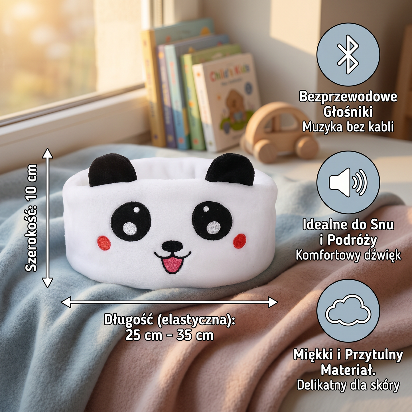 2-w-1 Opaska na głowę z głośnikami Bluetooth – Miękka opaska na głowę do podróży i relaksującego snu