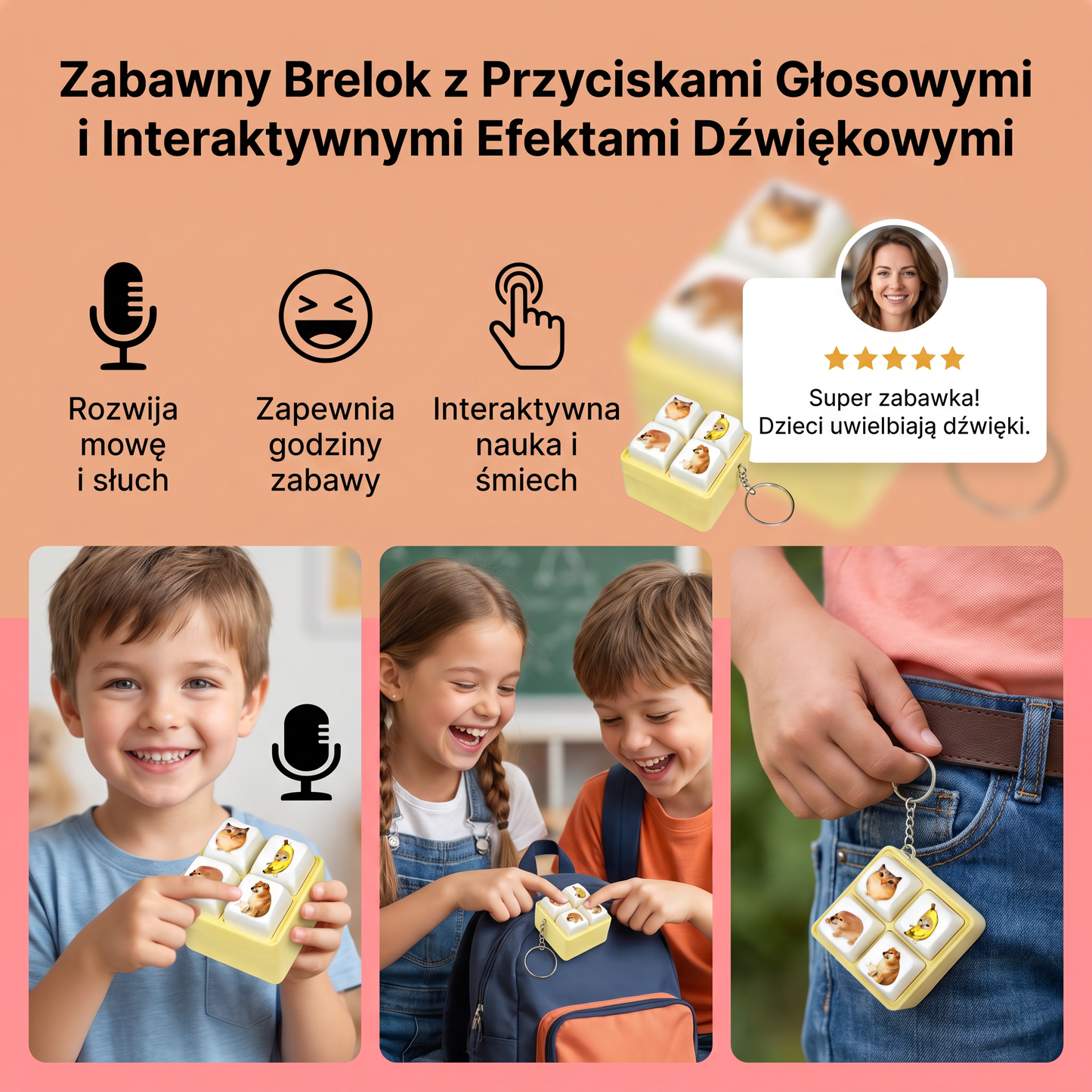 Zabawny Brelok z Przyciskami Głosowymi i Interaktywnymi Efektami Dźwiękowymi