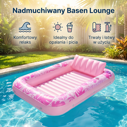 Nadmuchiwany basen lounge z poduszką i uchwytem na napoje