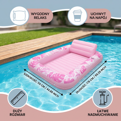 Nadmuchiwany basen lounge z poduszką i uchwytem na napoje