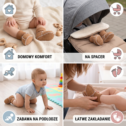 Ocieplane zimowe skarpetkowe buty dla niemowląt w wyglądzie zamszu
