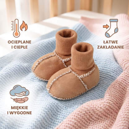 Ocieplane zimowe skarpetkowe buty dla niemowląt w wyglądzie zamszu