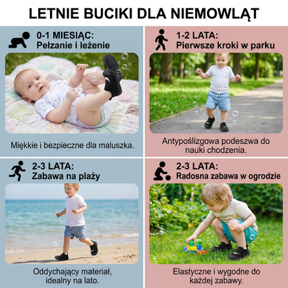 Letnie buciki dla niemowląt z antypoślizgową podeszwą i oddychającym materiałem