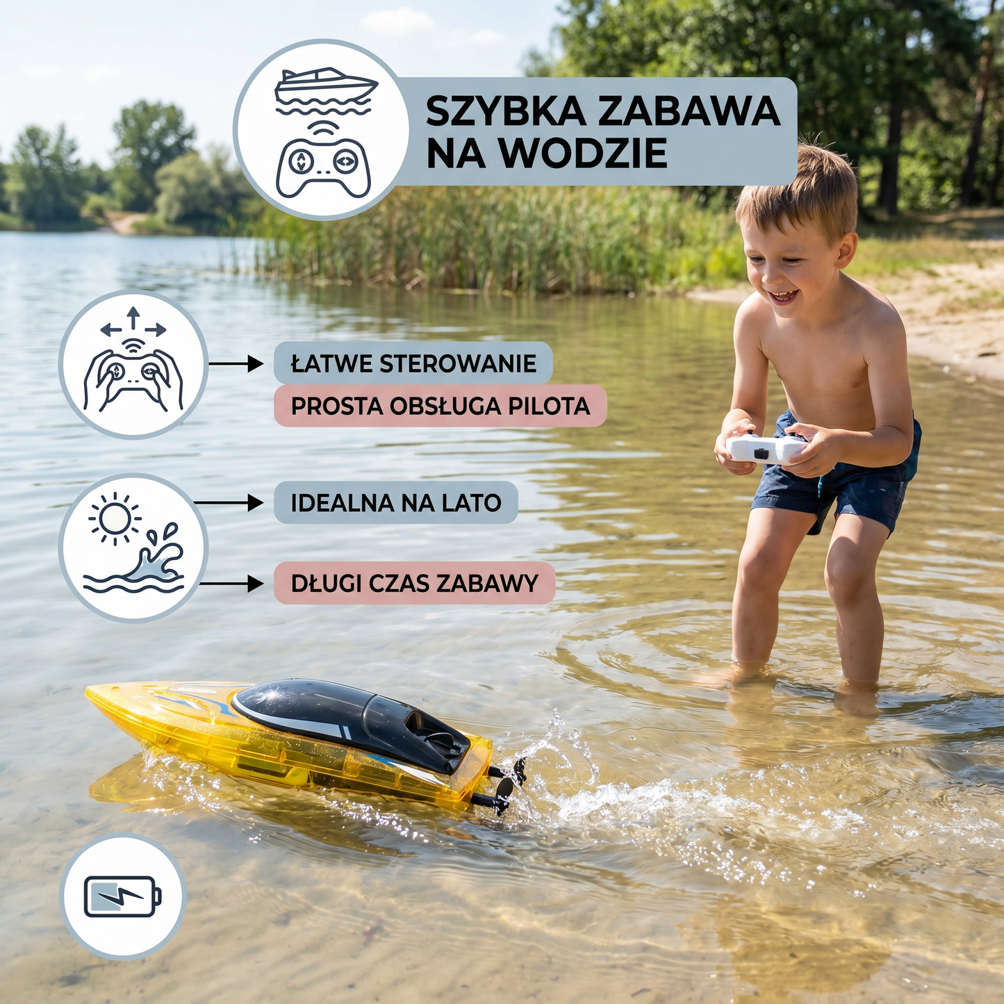 Elektryczna Łódź Wyścigowa do Szybkiej Zabawy na Wodzie Latem