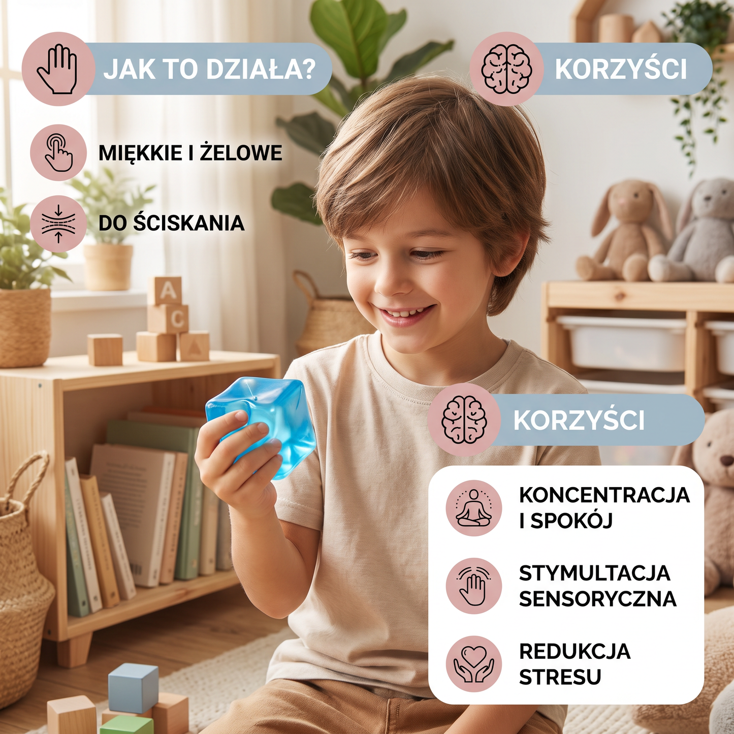 Kostka Squishy – Miękka Żelowa Zabawka Sensoryczna Fidget
