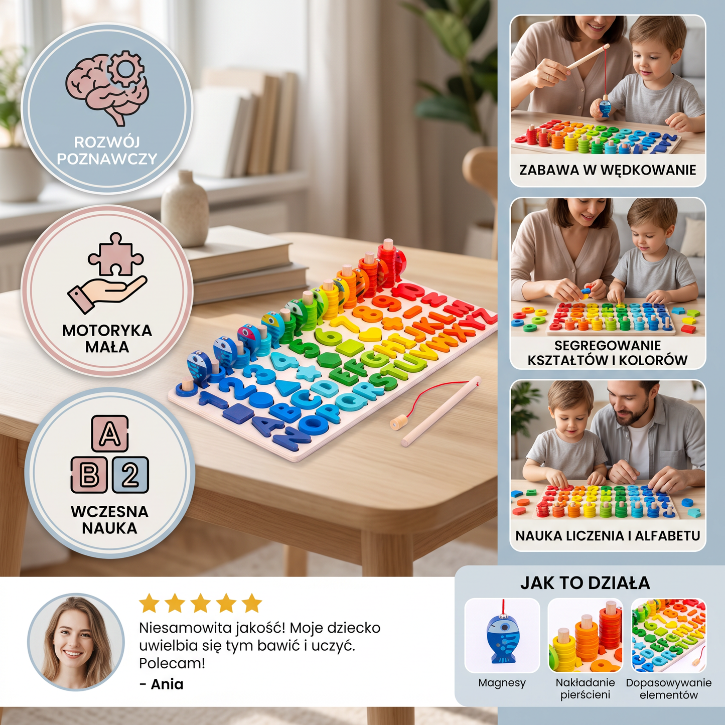 Rozwój Umiejętności – Drewniana Tablica Montessori