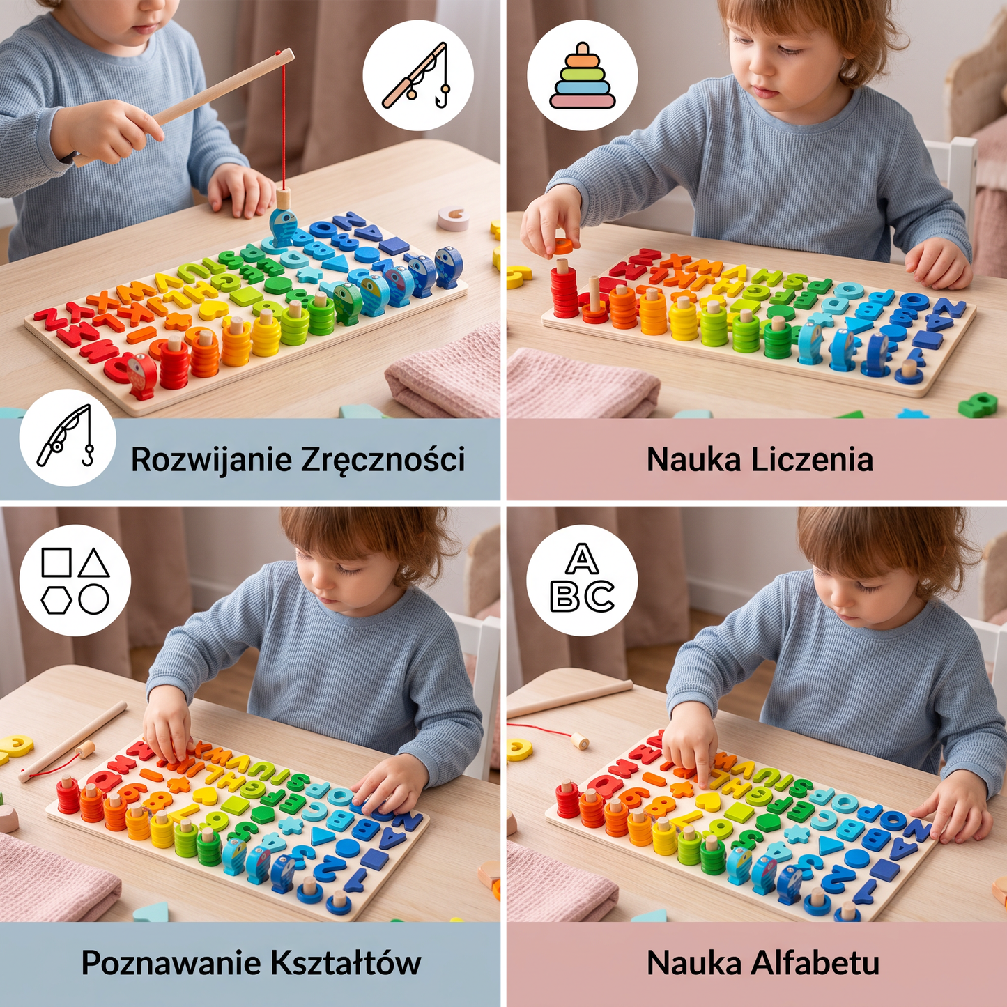 Rozwój Umiejętności – Drewniana Tablica Montessori