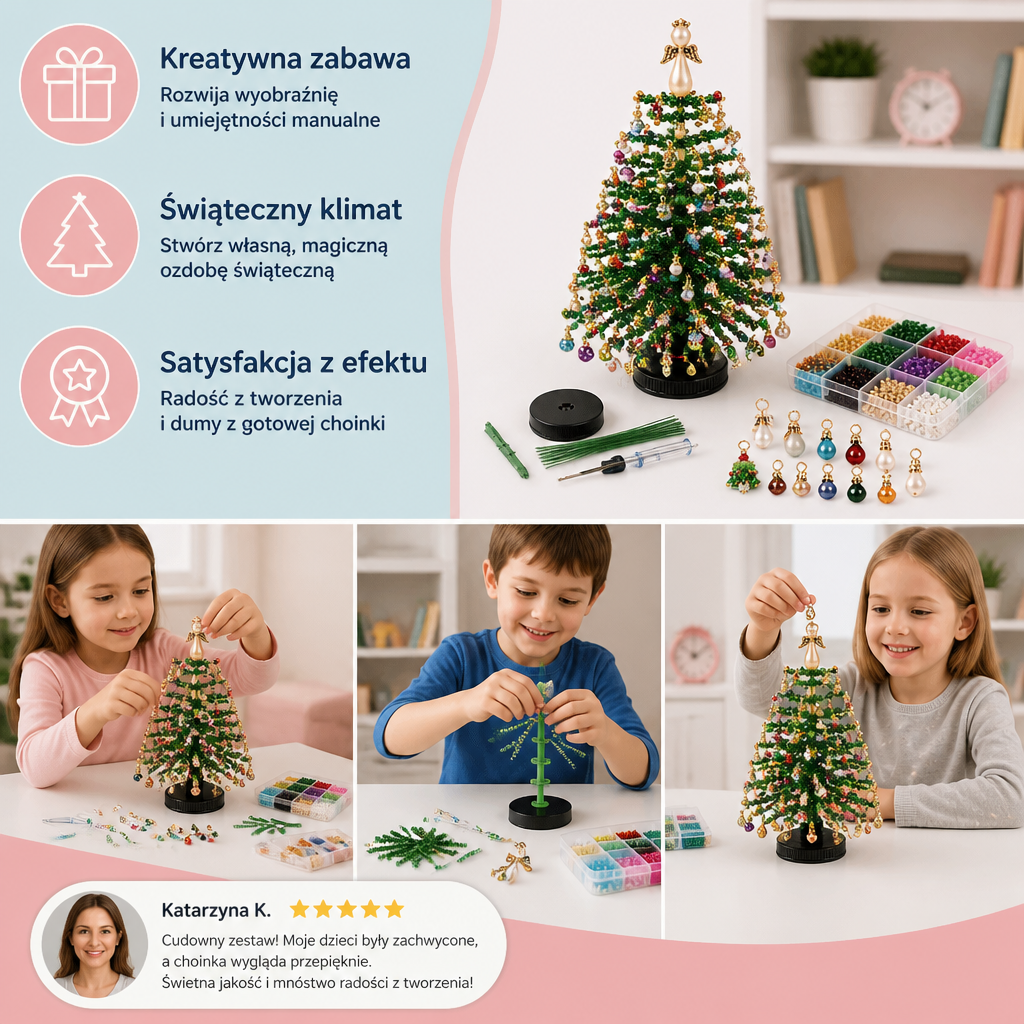 Zestaw DIY Do Tworzenia Kryształowej Choinki Z Koralików