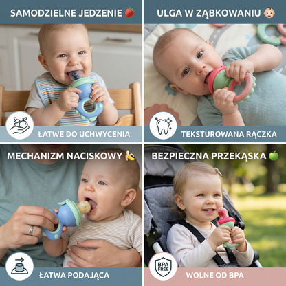 Smoczek do owoców dla niemowląt – silikonowy gryzak z mechanizmem naciskowym