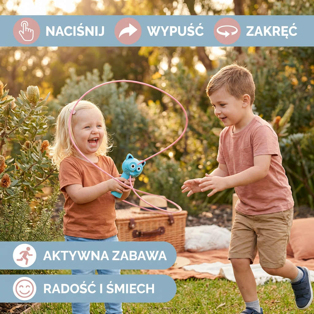 Zabawka Lasso w Kształcie Kota dla Dzieci – Obracający się Wyrzutnik Liny z Zabawy