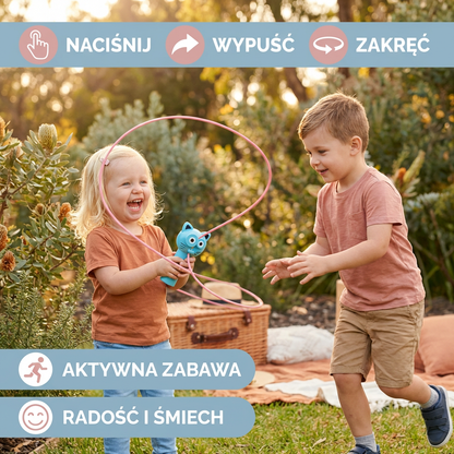 Zabawka Lasso w Kształcie Kota dla Dzieci – Obracający się Wyrzutnik Liny z Zabawy