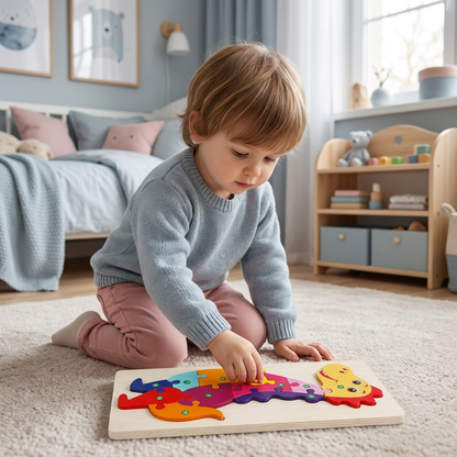 Zestaw Drewnianych Puzzli dla Dzieci – Układanka Edukacyjna z Liczbami i Zwierzętami