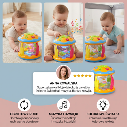 Ocean Light & Music Baby Toy – Obrotowa Zabawka Sensoryczna dla Niemowląt – Idealna do Brzuszkowania i Raczkowania
