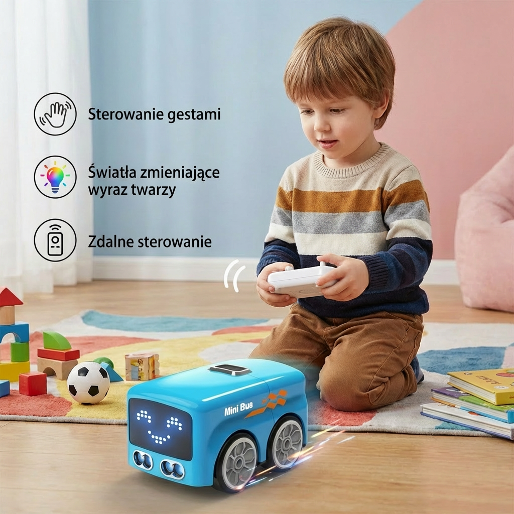 Smart RC Mini Bus – Zabawka samochodzik z gestami i podświetleniem dla dzieci