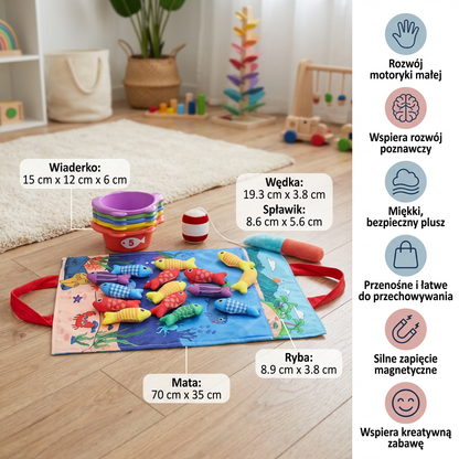 Zabawka Montessori Pluszowa Wędka do Łowienia Ryb