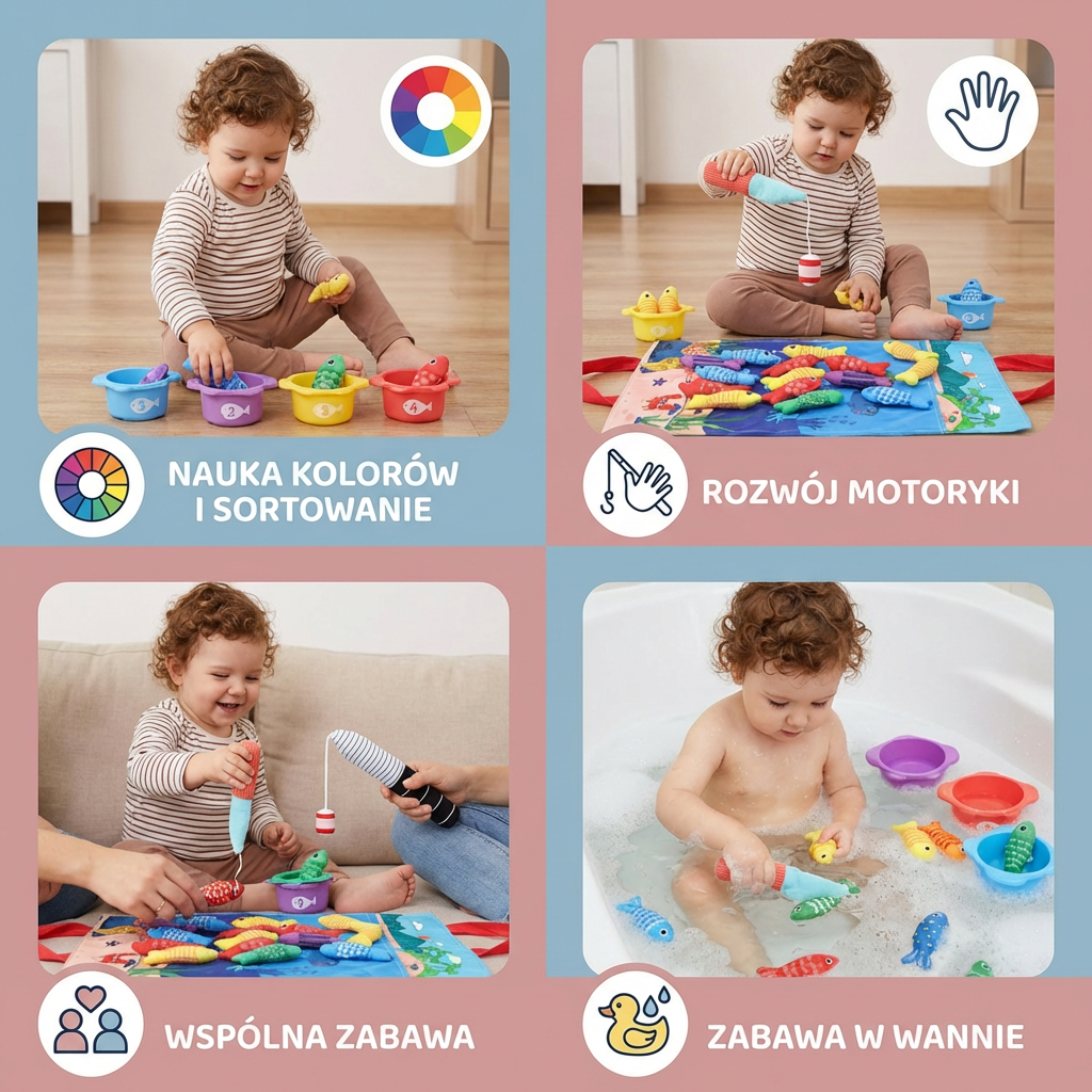 Zabawka Montessori Pluszowa Wędka do Łowienia Ryb