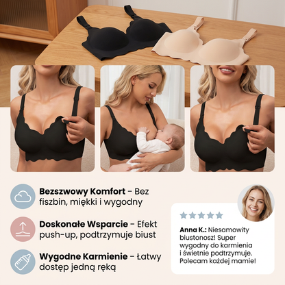 Bezszwowy Biustonosz do Karmienia i Ciążowy – Bez Fiszbin, Wspierający i Komfortowy z Efektem Push-Up