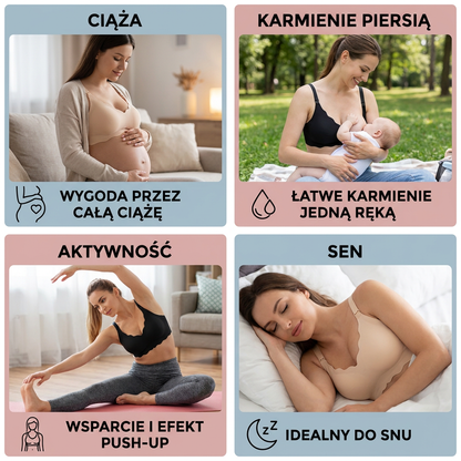 Bezszwowy Biustonosz do Karmienia i Ciążowy – Bez Fiszbin, Wspierający i Komfortowy z Efektem Push-Up