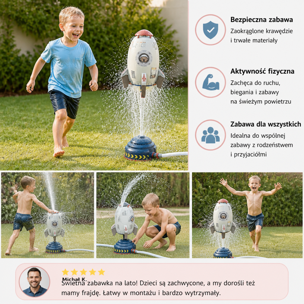 Latający Rakietowy Zraszacz Wodny Zabawka Ogrodowa dla Dzieci